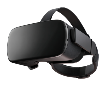 Virtual reality experience gaming room technology isolated on transparent background