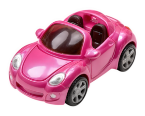 Pink convertible toy car plastic vehicle modern design shiny finish playful and fun suitable for children isolated on transparency background fashion element low resolution