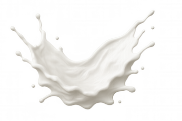 Creamy milk splashing, forming graceful curved silhouette against transparent backdrop, ideal for creative design and marketing visuals