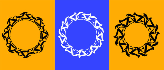 Tribal circle frame set. Circle abstract tattoo design.