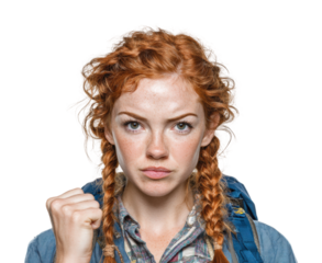 Determined adventurer expresses strength portrait isolated on transparent background