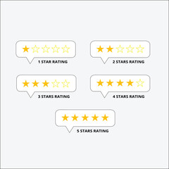 One to five star rating vector design illustration isolated on white background.