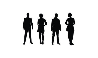 Set of 3d business people silhouettes vector illustration isolated on white background.