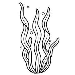 Cute seaweed under the sea black doodle outline. © Walaiporn Sangkeaw