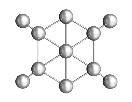  Minimalist 3D Structure of Interconnected Nodes, Overhead View, Isolated on Transparent Background