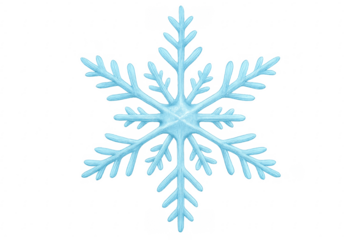 Light blue snowflake on transparent background representing winter season