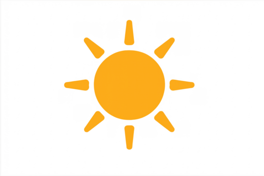 Bright yellow sun shining with transparent background