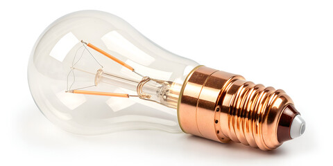 Bulb with copper base isolated on white background for stylish and premium lighting design