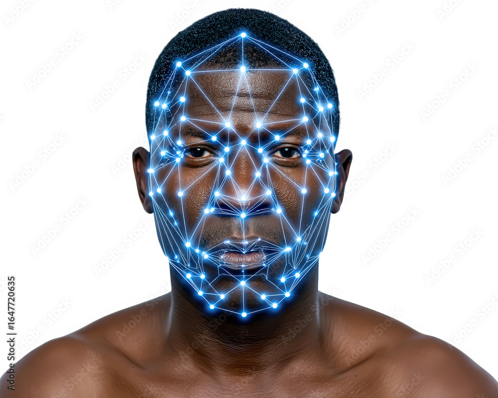 Aufkleber facial recognition biometric technology security digital interface artificial intelligence futuristi