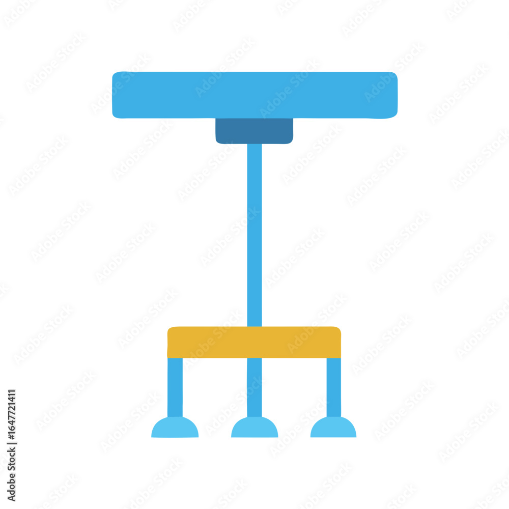 Poster abstract blue table structure with tan support isolated on black background
