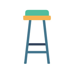 Minimalistic vector illustration of a colorful bar stool against a black background