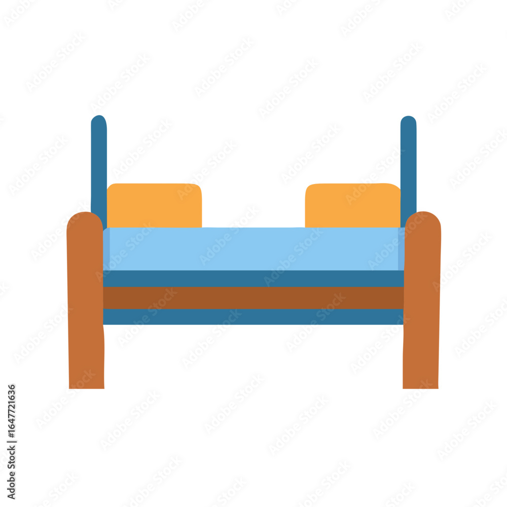 Poster modern minimalistic bed with two pillows isolated on black background for design assets