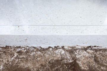 Terrazzo floor at side view. To construction on ground. Look clean white bright and shiny...