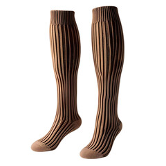 Pair of striped knee high socks isolated on transparent background