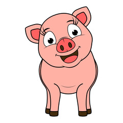Cute Pig Animal Cartoon Illustration