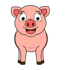 Cute Pig Animal Cartoon Illustration