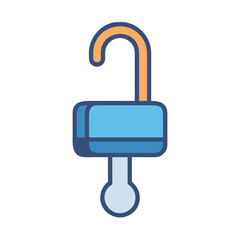Open padlock vector icon flat design style isolated on black background