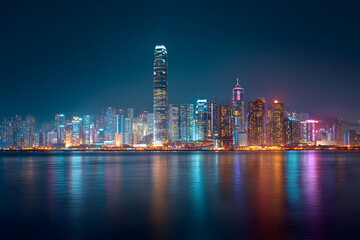 City night landscape on water