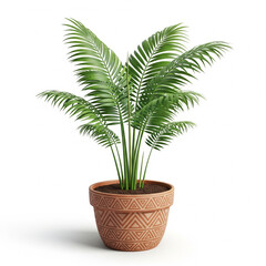 Obraz premium Mini Palm Plant in Decorative Pot on White Background