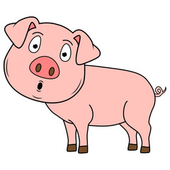 Cute Pig Animal Cartoon Illustration
