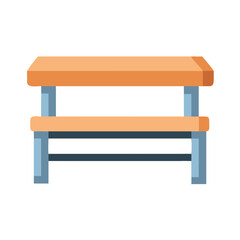 Flat design illustration of a picnic table with wooden top and benches