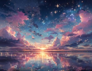 Beautiful dawn coastline