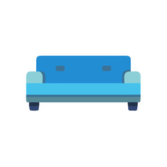 Isolated blue sofa with flat design on black background for digital usage