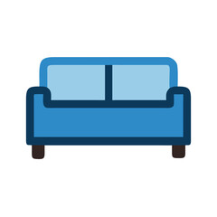 Blue sofa illustration for living room furniture concept on black background