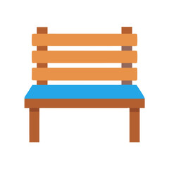 Wooden bench illustration on black background, outdoor furniture concept, simplistic design.