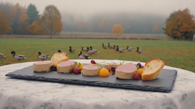 Foie gras on a farm.