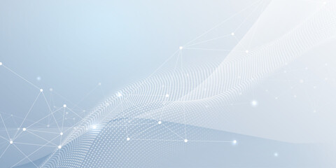 Obraz na płótnie Canvas Network connection. Abstract mesh, molecular plexus line and cyberspace. Geometric line, dot on white background. Modern digital technology design for data, ai, science, futuristic background