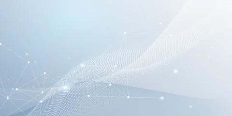 Network connection. Abstract mesh, molecular plexus line and cyberspace. Geometric line, dot on white background. Modern digital technology design for data, ai, science, futuristic background © nongkran_ch