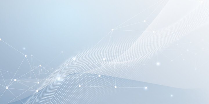 Network connection. Abstract mesh, molecular plexus line and cyberspace. Geometric line, dot on white background. Modern digital technology design for data, ai, science, futuristic background