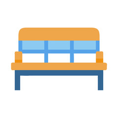 Stylized park bench illustration on a black background suitable for stock imagery