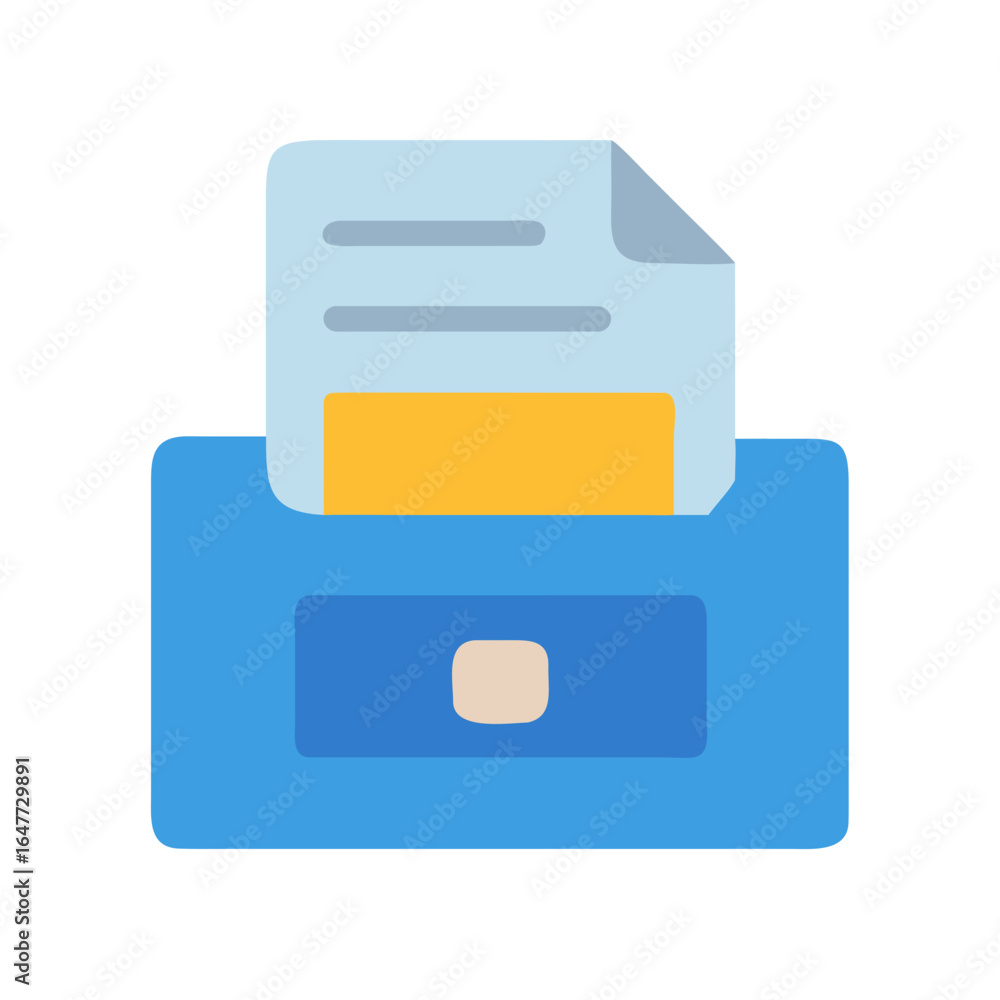 Poster stylized file cabinet with document vector icon over black background symbolizing data