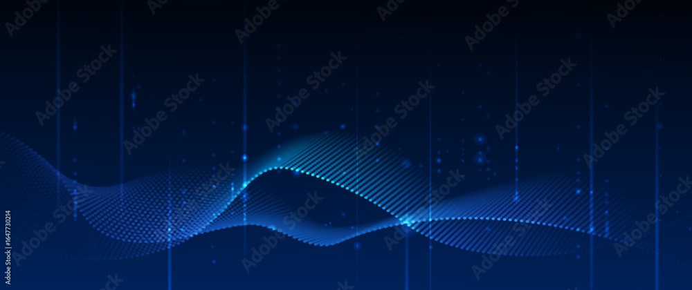 Aufkleber vector abstract dynamic, wave - flow mesh particles. illustration futuristic, network technology bac