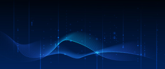 Vector abstract dynamic, wave - flow mesh particles. Illustration futuristic, network technology background. Design for banner, wallpaper. Futuristic, digital datum network and science concept