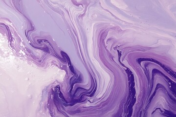 Abstract fluid painting in shades of purple and white
