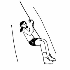 Obraz premium Illustration of a woman swinging on a rope isolated on white background