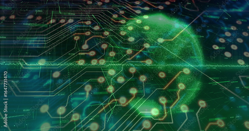 Poster showing glowing holographic sphere pulsing atop control interface, circuit lines and data readouts