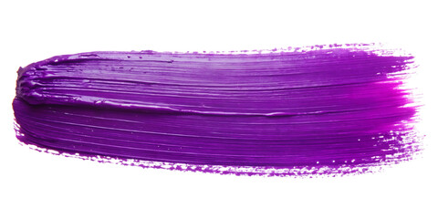 Rich Purple Paint Brush Stroke with Textured Bristle Marks violet amethyst isolated on a transparent background