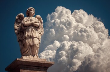 Obraz premium Angel statue against a dramatic sky