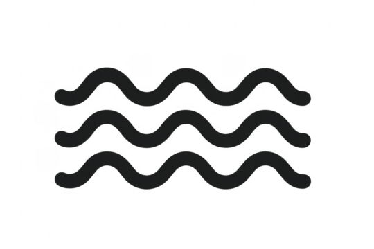Three black wavy lines forming a pattern on transparent background