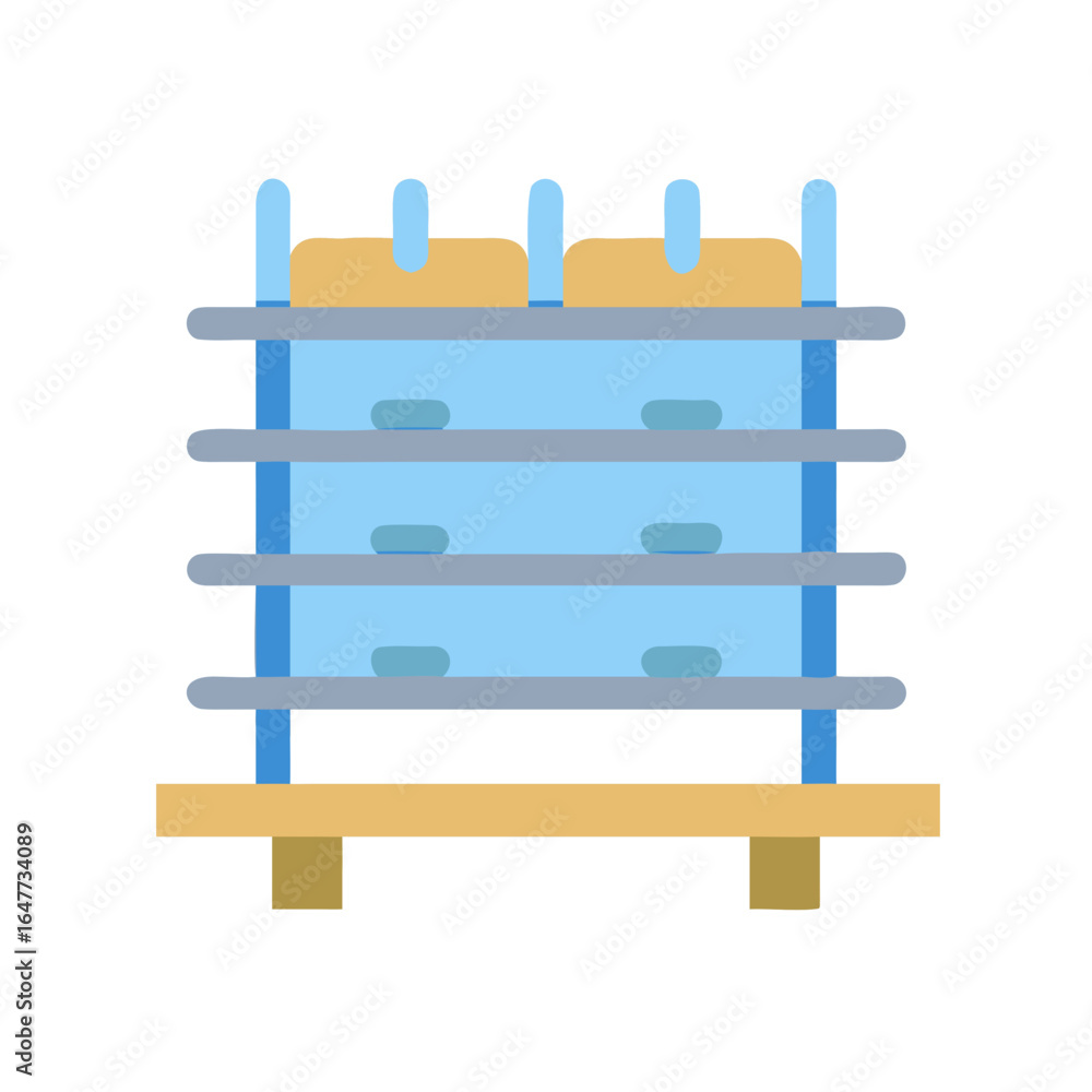 Poster stylized low angle shelf illustration featuring books and multiple layers on black background