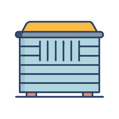 Blue and Yellow Container Illustration, Clean Lines, Isolated on Black Background