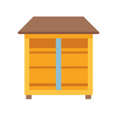 Simple bee hive illustration on a black background with flat design