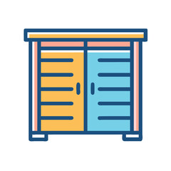Modern Storage Cabinet Illustration with Two Doors in Contrasting Colors