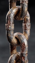 Detailed close-up of an antique metal chain showcasing wear and texture