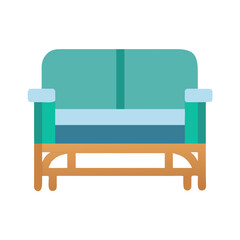 Isolated vector illustration of a modern couch with armrests in pastel colors