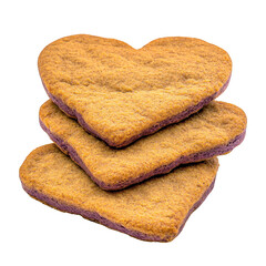 Heart shaped cookies stacked together, showcasing golden brown color with slightly darker edge. These delightful treats evoke feelings of warmth and love, perfect for sharing on special occasions